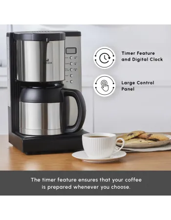 Karaca Coffee Art Aroma Thermal Carafe Filter Coffee Machine, 1.2L, 1000 W, Inox