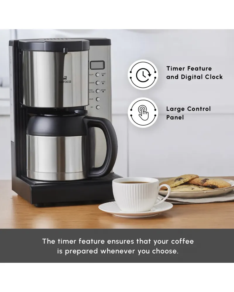 Karaca Coffee Art Aroma Thermal Carafe Filter Coffee Machine, 1.2L, 1000 W, Inox