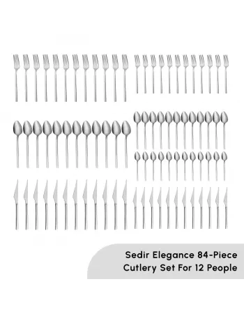 Karaca Sedir 84-Piece Stainless Steel Cutlery Set for 12 People, Silver