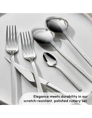Karaca Sedir 84-Piece Stainless Steel Cutlery Set for 12 People, Silver