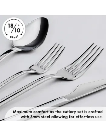 Karaca Sedir 84-Piece Stainless Steel Cutlery Set for 12 People, Silver