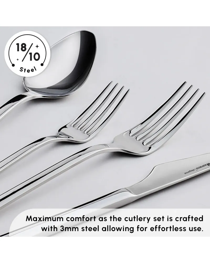 Karaca Sedir 84-Piece Stainless Steel Cutlery Set for 12 People, Silver