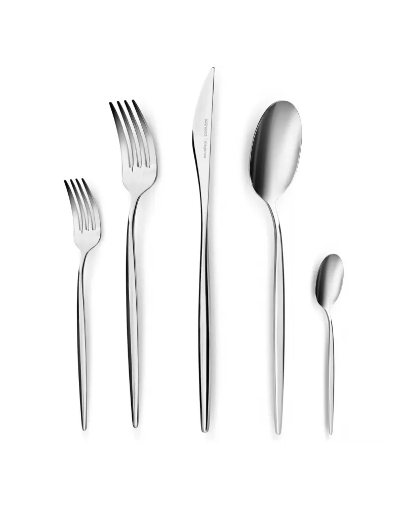 Karaca Lizbon 60-Piece Stainless Steel Cutlery Set for 12 People, Platinum