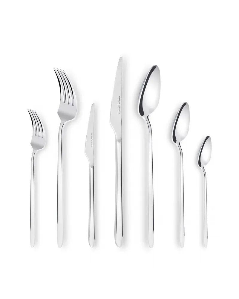 Karaca Stark 84-Piece 316+ Stainless Steel Cutlery Set for 12 People, Silver