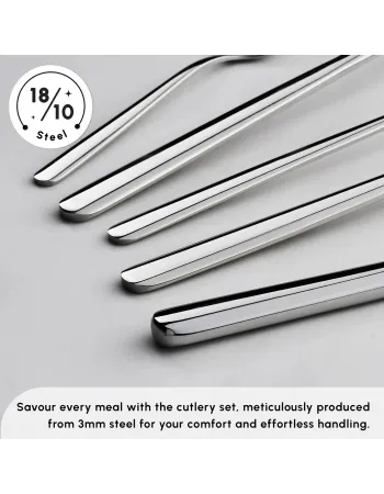 Karaca Boreas 84-Piece Stainless Steel Cutlery Set for 12 People, Silver
