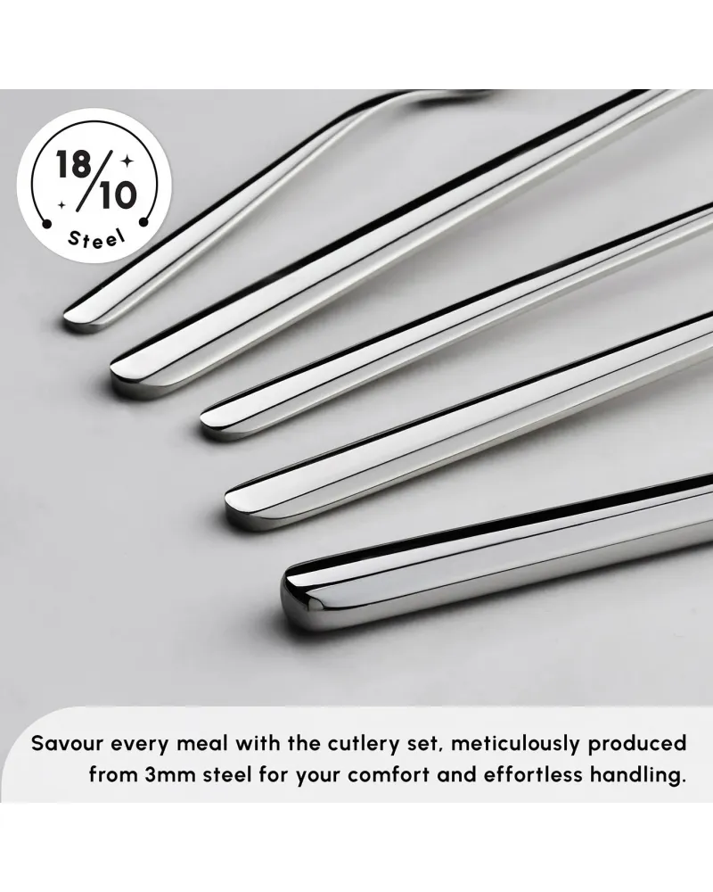 Karaca Boreas 84-Piece Stainless Steel Cutlery Set for 12 People, Silver