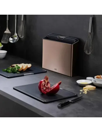 Joseph Joseph Steel Folio 4-Piece Chopping Board Set, Rose Gold