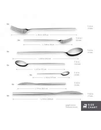 Karaca Mild 84-Piece 316+ Stainless Steel Cutlery Set for 12 People, Silver