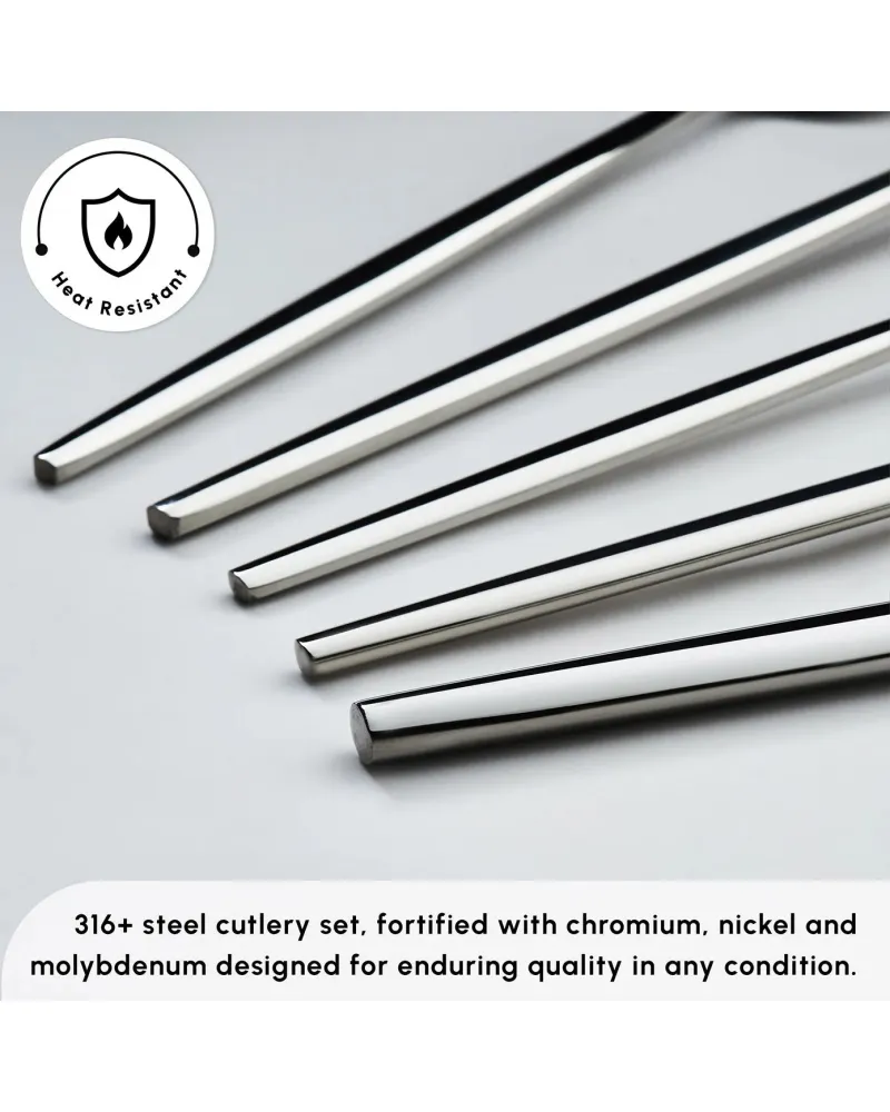 Karaca Mild 84-Piece 316+ Stainless Steel Cutlery Set for 12 People, Silver