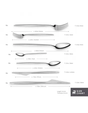 Karaca Moongate 84-Piece 316+ Stainless Steel Cutlery Set for 12 People, Silver Karaca Moongate 84-Piece 316+ Stainless Steel Cutlery Set for 12 People, Silver