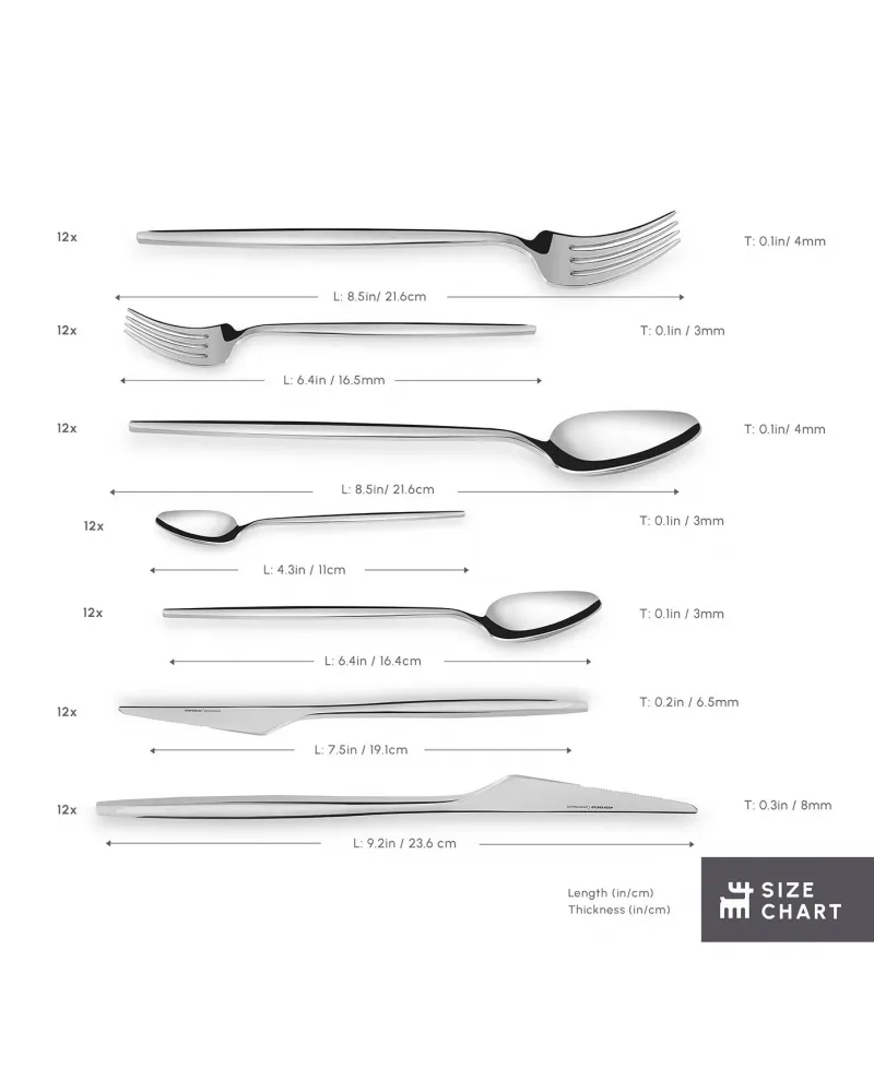 Karaca Moongate 84-Piece 316+ Stainless Steel Cutlery Set for 12 People, Silver Karaca Moongate 84-Piece 316+ Stainless Steel Cutlery Set for 12 People, Silver
