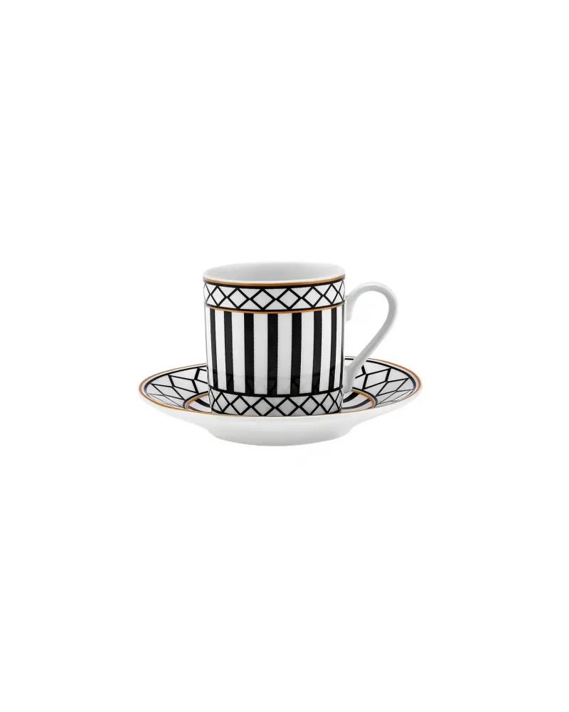 Karaca Helenistik 12-Piece Porcelain Espresso Turkish Coffee Cup Set for 6 People, 80ml, Black