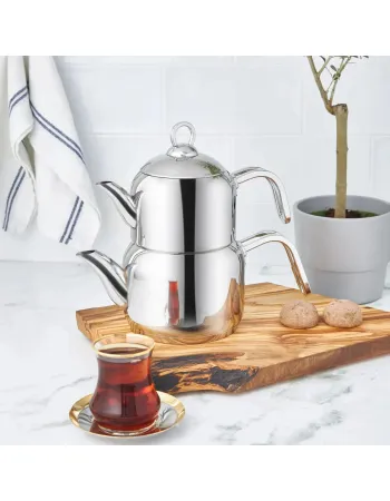 Karaca Manes Stainless Steel Induction Teapot Set, Mini, Metal