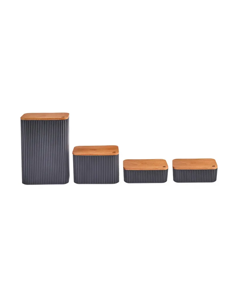 Karaca Massimo 4-Piece Plastic Storage Container Set, 5L, Anthracite