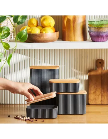 Karaca Massimo 4-Piece Plastic Storage Container Set, 5L, Anthracite