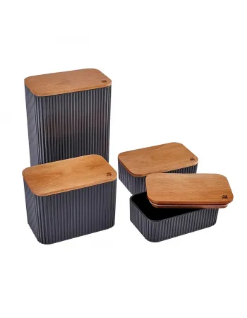 Karaca Massimo 4-Piece Plastic Storage Container Set, 5L, Anthracite