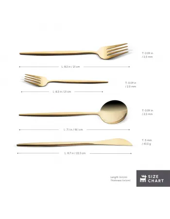 Karaca Bella 24-Piece Cutlery Set for 6 People, Shiny Gold