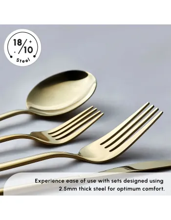 Karaca Bella 24-Piece Cutlery Set for 6 People, Shiny Gold