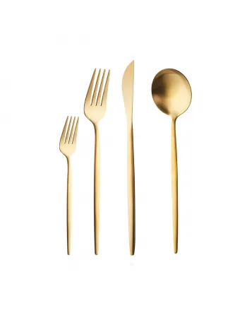 Karaca Bella 24-Piece Cutlery Set for 6 People, Matte Gold