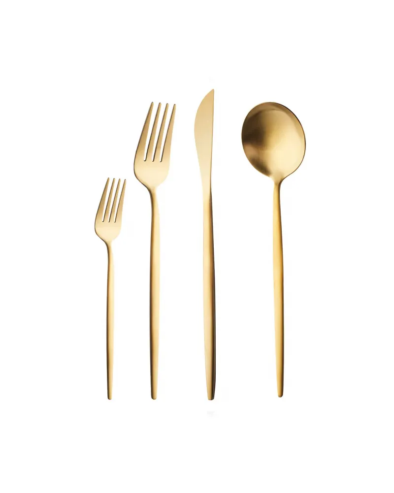 Karaca Bella 24-Piece Cutlery Set for 6 People, Matte Gold