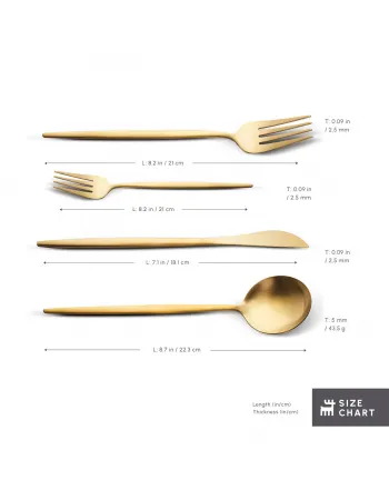 Karaca Bella 24-Piece Cutlery Set for 6 People, Matte Gold
