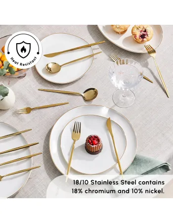 Karaca Bella 24-Piece Cutlery Set for 6 People, Matte Gold