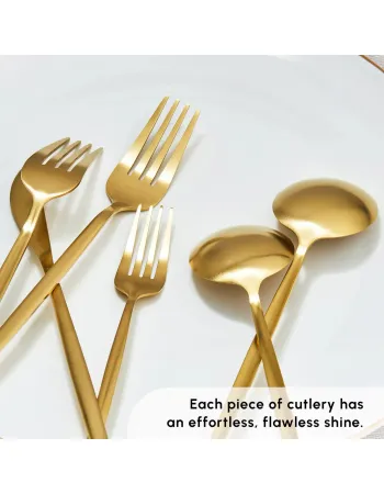 Karaca Bella 24-Piece Cutlery Set for 6 People, Matte Gold