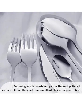 Karaca Tivoli 60-Piece Stainless Steel Cutlery Set for 12 People, Silver