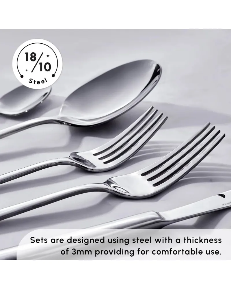 Karaca Tivoli 60-Piece Stainless Steel Cutlery Set for 12 People, Silver