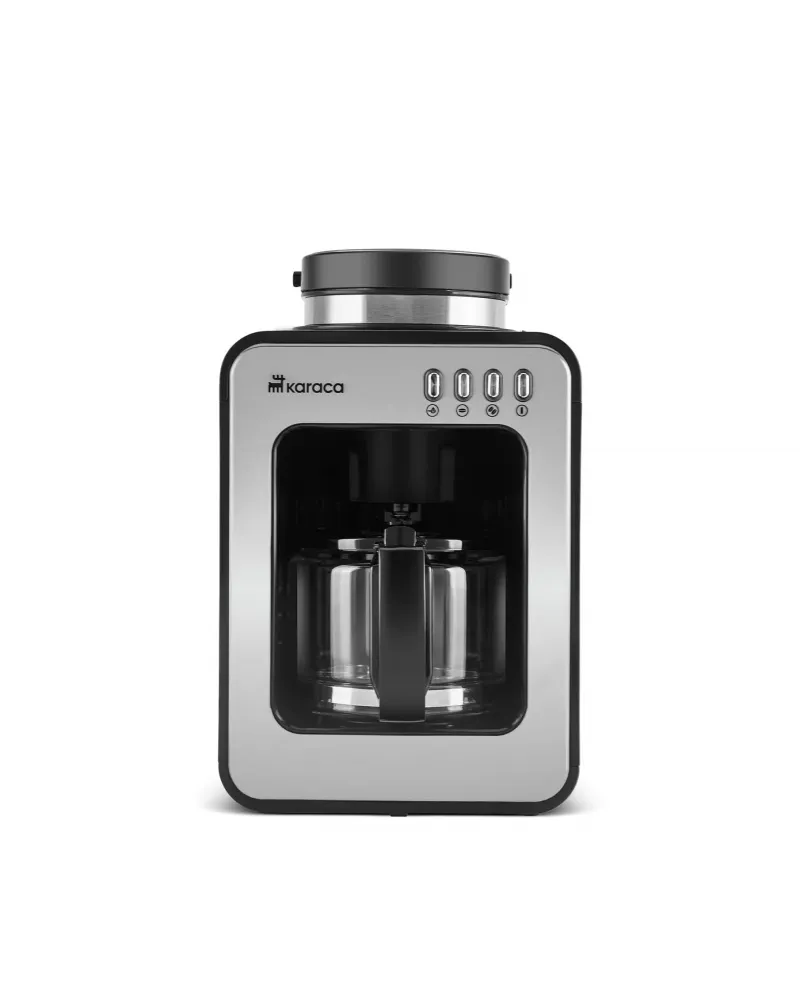 Karaca Grindmaestro Filter Coffee Maker with Built-in Grinder, 0,5L, 600W, Inox