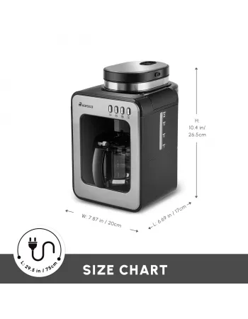 Karaca Grindmaestro Filter Coffee Maker with Built-in Grinder, 0,5L, 600W, Inox