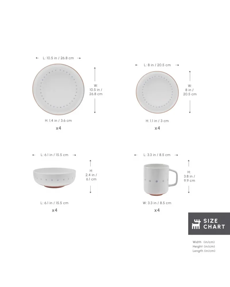 Karaca Haag 16-Piece Stoneware Dinner Set for 4 People, Multi