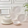 Karaca White Pure 24-Piece Opal Glass Dinner Set for 6 People, White