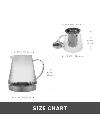 Karaca Keops Borosilicate Glass Teapot Set, Silver