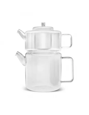 Karaca Flat Borosilicate Glass Teapot, Clear