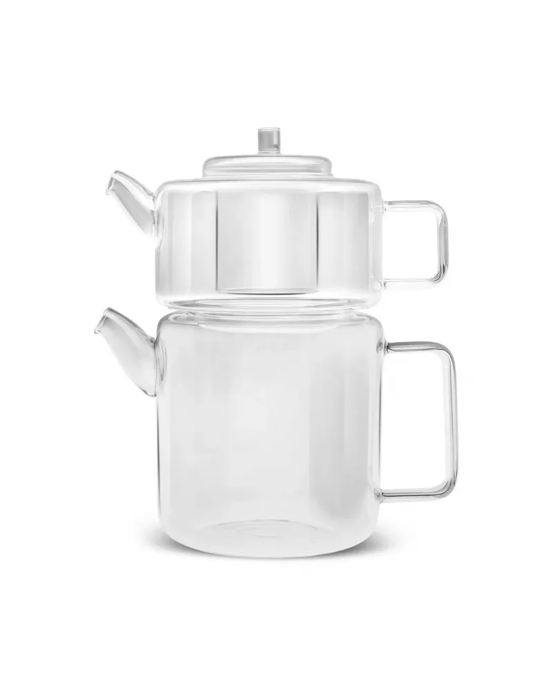 Karaca Flat Borosilicate Glass Teapot, Clear