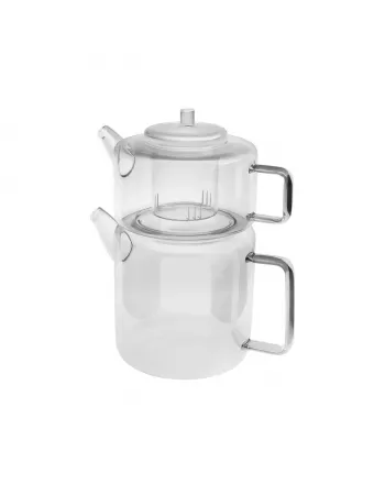 Karaca Flat Borosilicate Glass Teapot, Clear