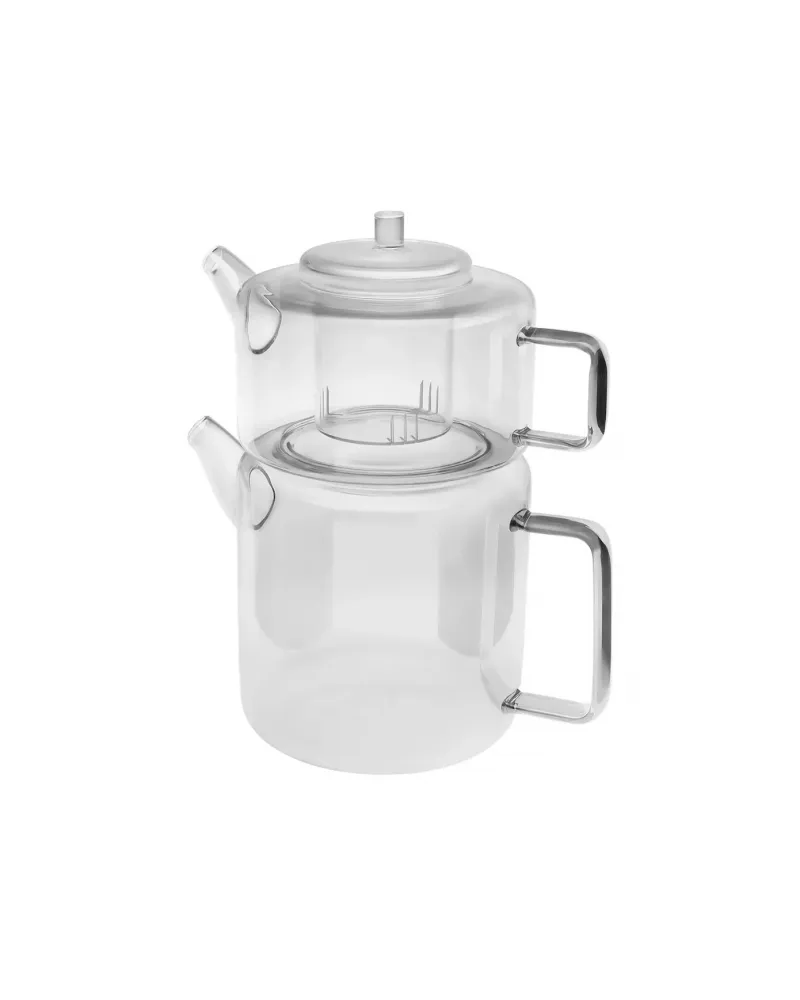 Karaca Flat Borosilicate Glass Teapot, Clear