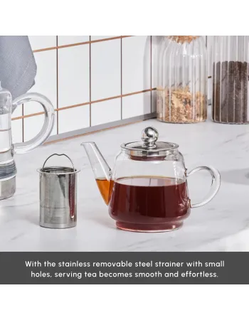 Karaca Dora Borosilicate Glass Teapot Set, Medium, Clear