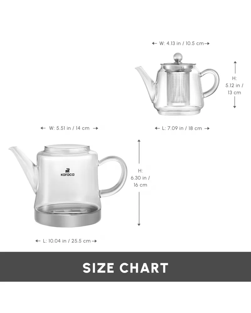 Karaca Dora Borosilicate Glass Teapot Set, Medium, Clear