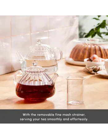 Karaca Lori Borosilicate Glass Teapot Set, Clear