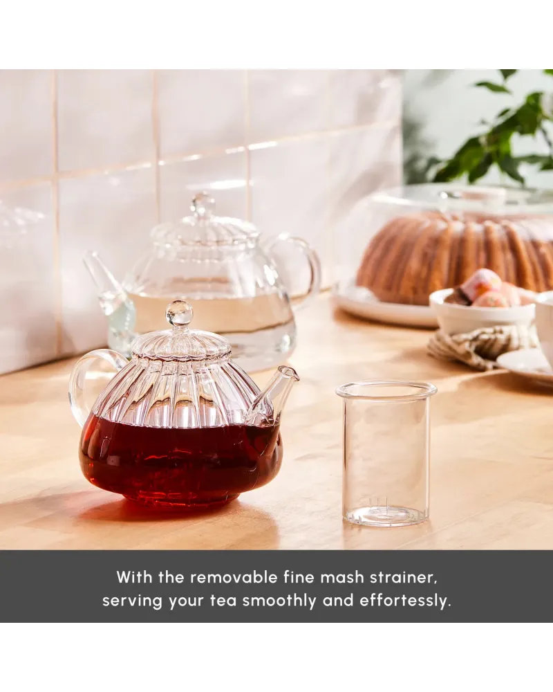 Karaca Lori Borosilicate Glass Teapot Set, Clear