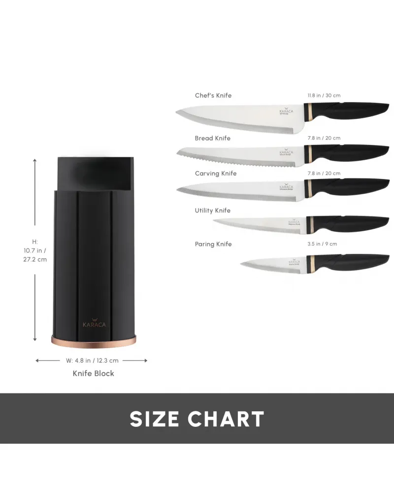 Karaca Proofcut 5-Piece Knife Block Set, Black