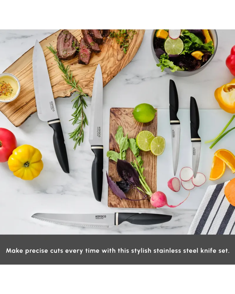 Karaca Proofcut 5-Piece Knife Block Set, Black