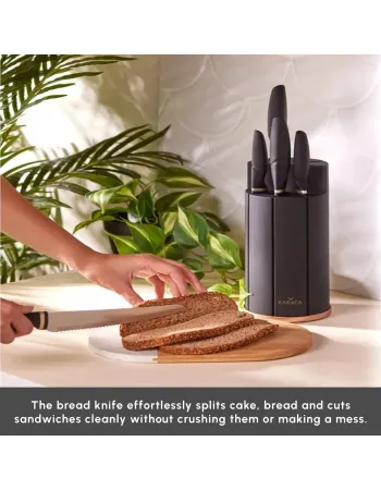 Karaca Proofcut 5-Piece Knife Block Set, Black