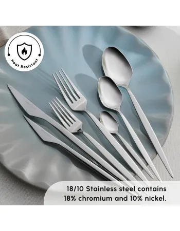 Karaca New Thor 84-Piece Stainless Steel Cutlery Set for 12 People, Silver