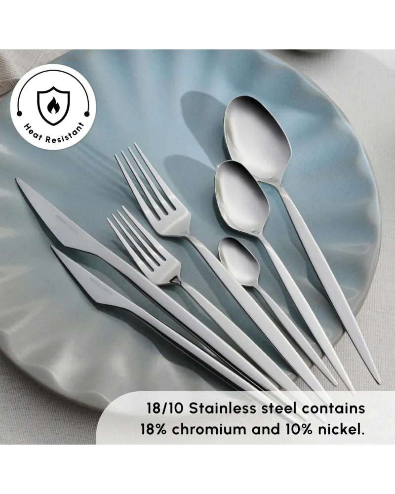 Karaca New Thor 84-Piece Stainless Steel Cutlery Set for 12 People, Silver