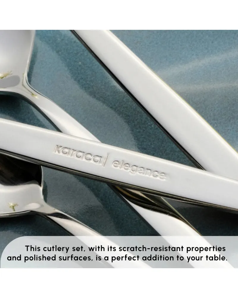 Karaca New Thor 84-Piece Stainless Steel Cutlery Set for 12 People, Silver