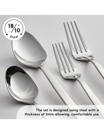Karaca New Thor 84-Piece Stainless Steel Cutlery Set for 12 People, Silver