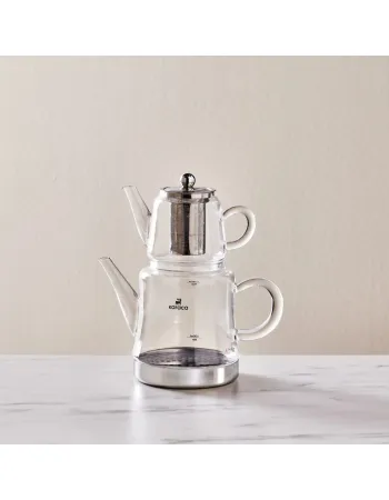 Karaca Dora Borosilicate Glass Teapot Set, Medium, Clear